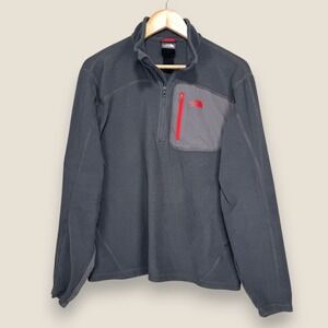 The North Face‎ Quarter Zip Fleece Pullover Jacket Medium Gray Zip Pocket *READ